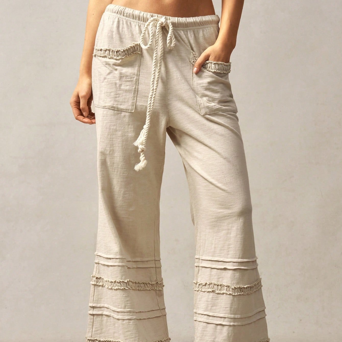 Solid Color High Waisted Flared Leg Knitted Pants