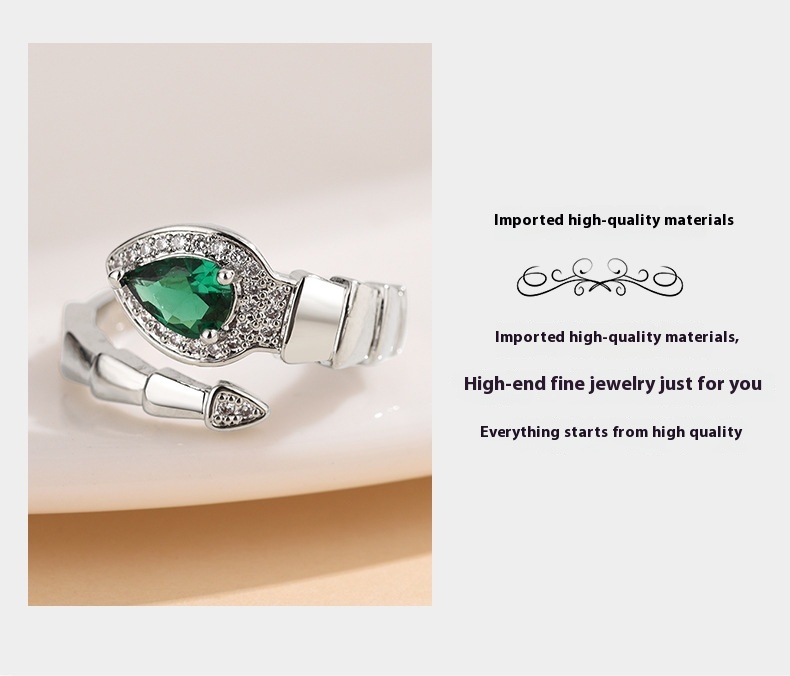 Square Emerald Open-end Zircon Ring