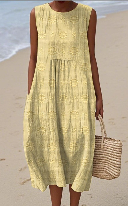Spring And Summer New Sleeveless Casual Printing Temperament Long Dress