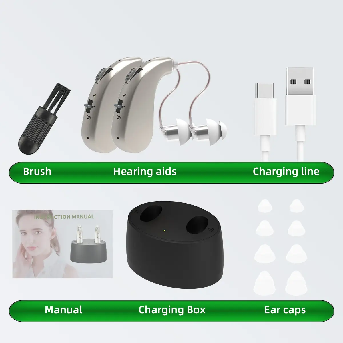 Simple Charging Bin Behind-the-ear Aid Headset