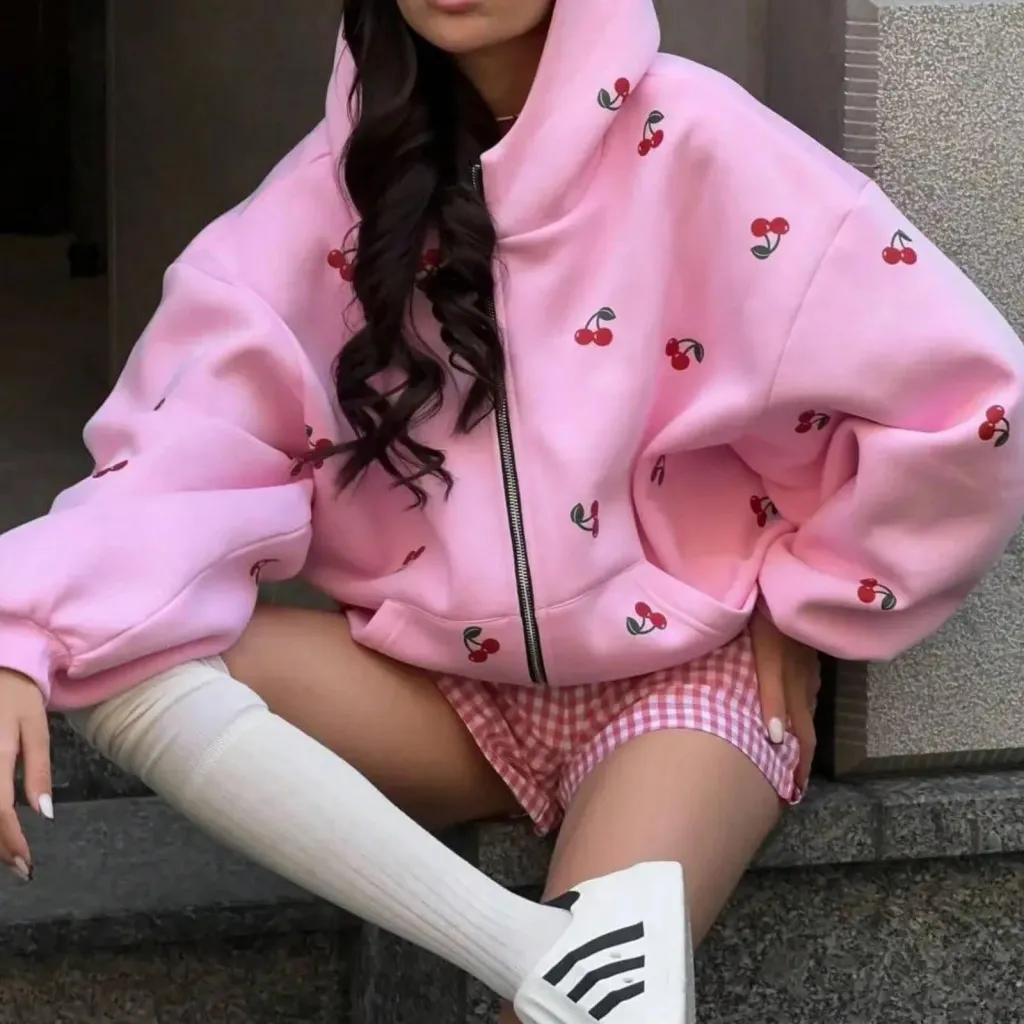 Pocket Hooded Jacket For Autumn And Winter Clothes - Pink