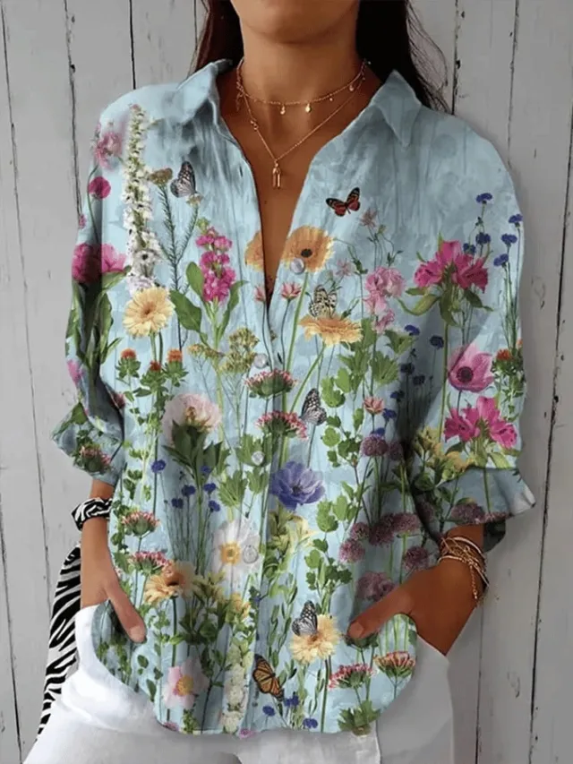 Women's Creative Fashion 3D Printing Lapel Casual Shirt Yo54241531 - Shop at LoveMi