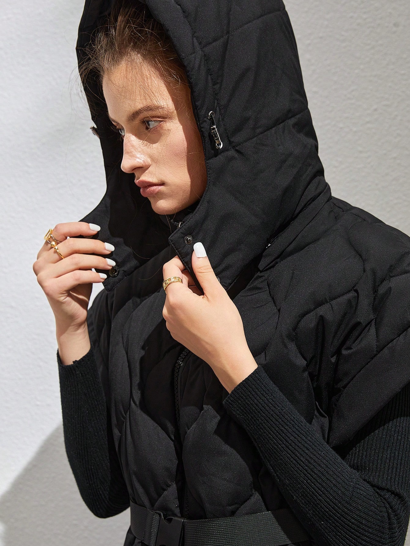 Pocket Hooded Oversized Women In Melanin Color