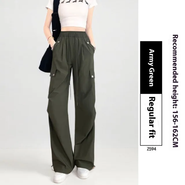 High waisted Black Slim American Ice Silk Sports Pants Army Green - Shop at LoveMi