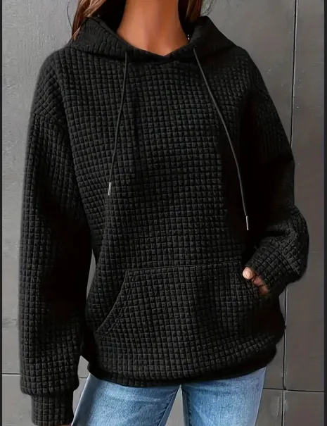 Fashionable And Individualistic Solid color Women's Sweatshirt Black - Shop at LoveMi