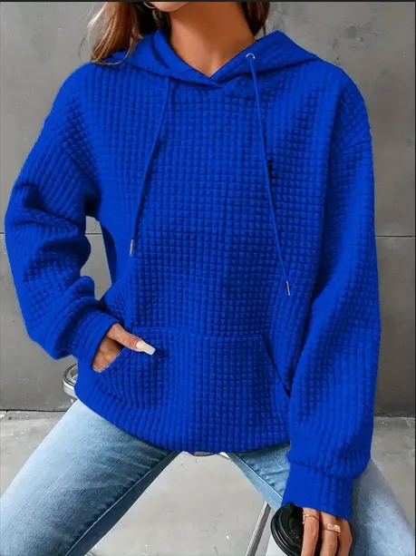 Fashionable And Individualistic Solid color Women's Sweatshirt Blue - Shop at LoveMi