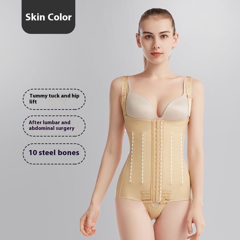Waist And Abdomen Liposuction Body Shaping Clothes Elastic Waist Tight Elastic Sleeve Skin Color - Shop at LoveMi