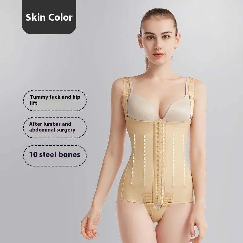 Waist And Abdomen Liposuction Body Shaping Clothes Elastic Waist Tight Elastic Sleeve - Skin Colour