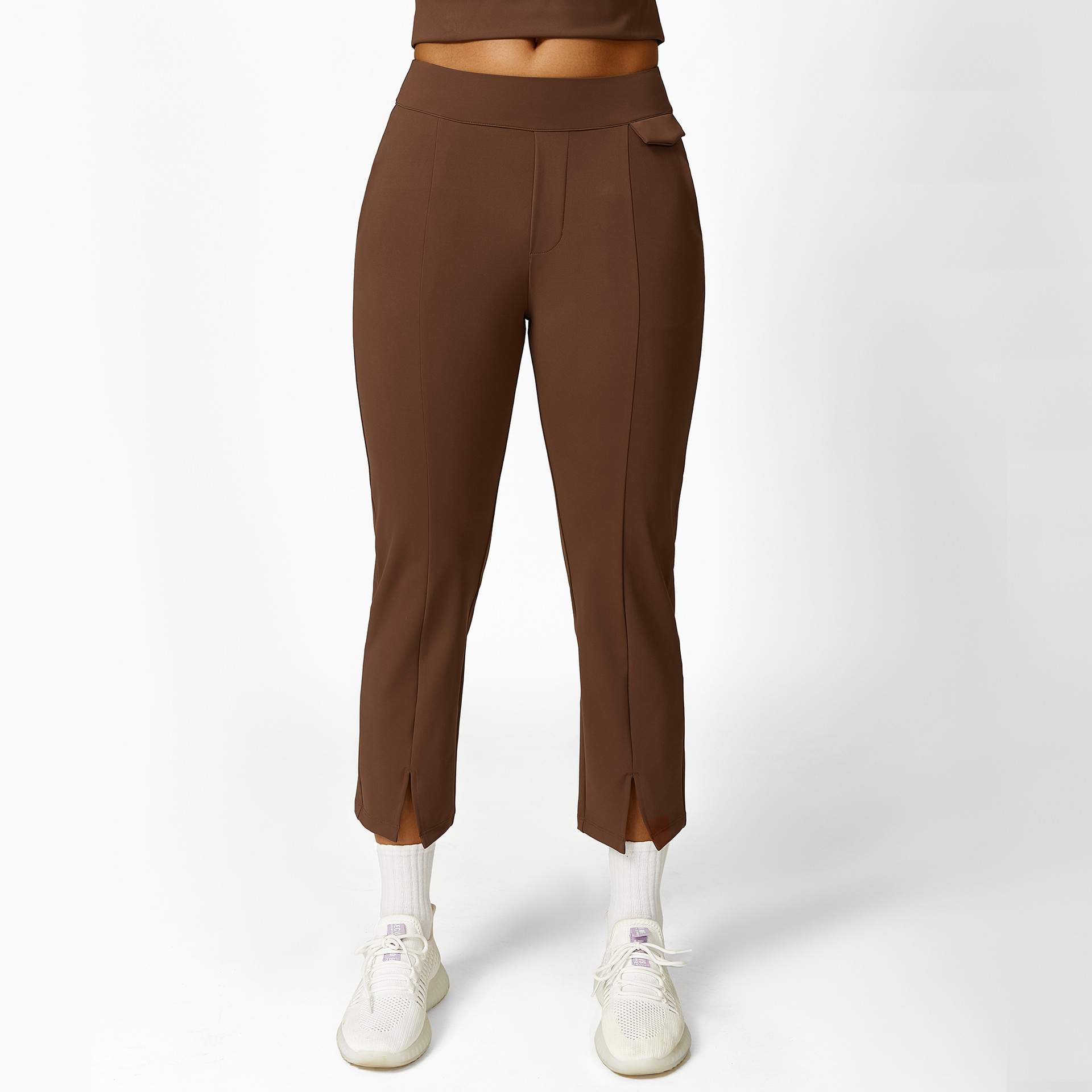 Loose Half Zipper And Lapel Sleeveless Top Casual Trousers Lace-up Shorts Three-piece Set