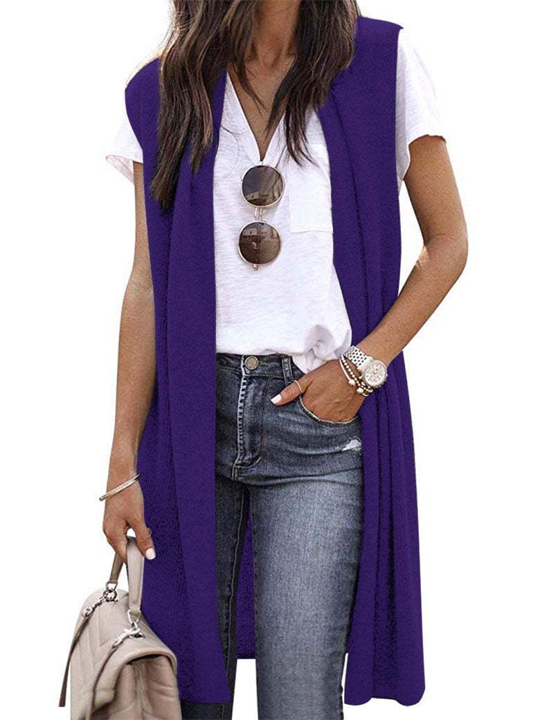 Spring New Fashion Casual Solid Color Mid Length Vest