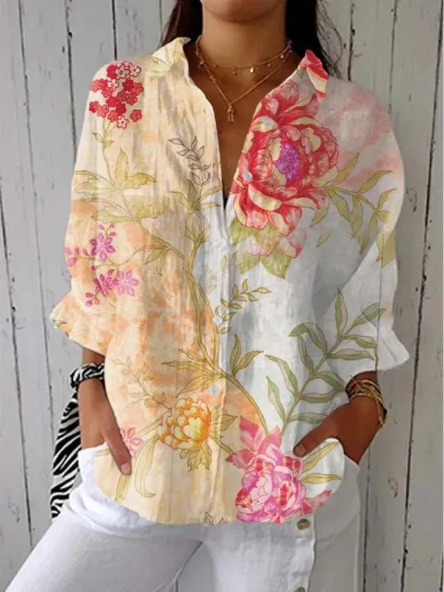 Women's Creative Fashion 3D Printing Lapel Casual Shirt Style 4 4Xl - Shop at LoveMi