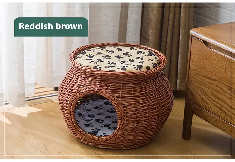 Rattan Cat Nest Summer Cool Kennel Wicker Cat House