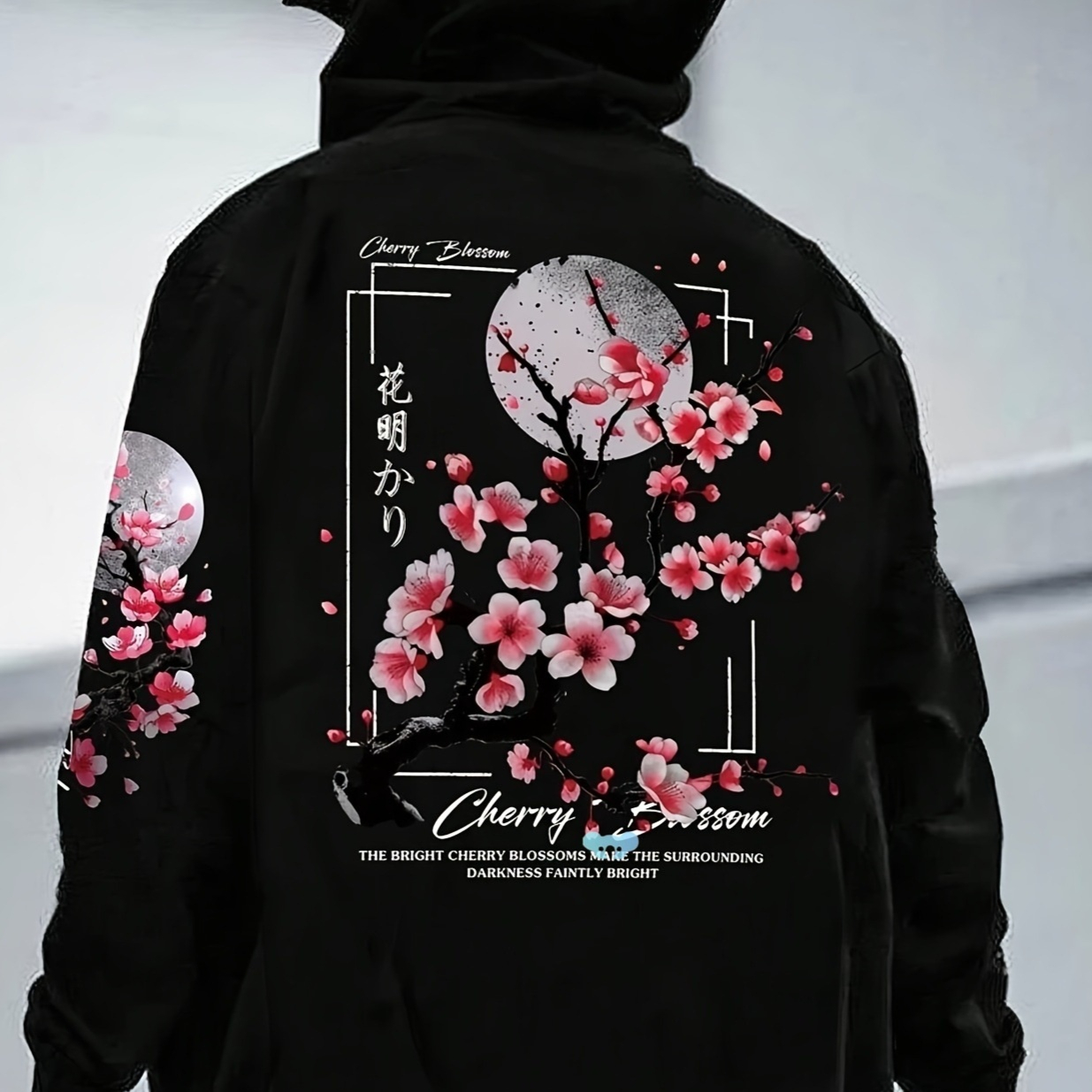 Men's Hoodie With Cherry Blossom Pattern Lining