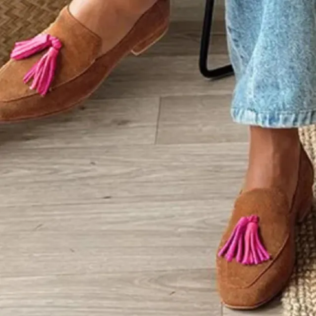 Fashionable And Comfortable Suede Women's Loafers Yellow - Shop at LoveMi