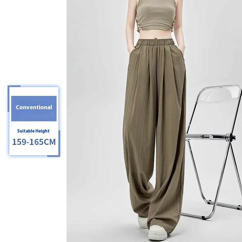 Women's Summer Thin High Waist Loose Casual Wide Leg Pants - Picklesgreen Regular