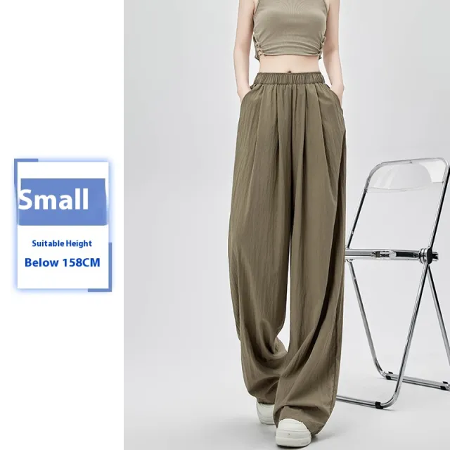 Women's Summer Thin High Waist Loose Casual Wide Leg Pants Picklesgreen Little Man - Shop at LoveMi