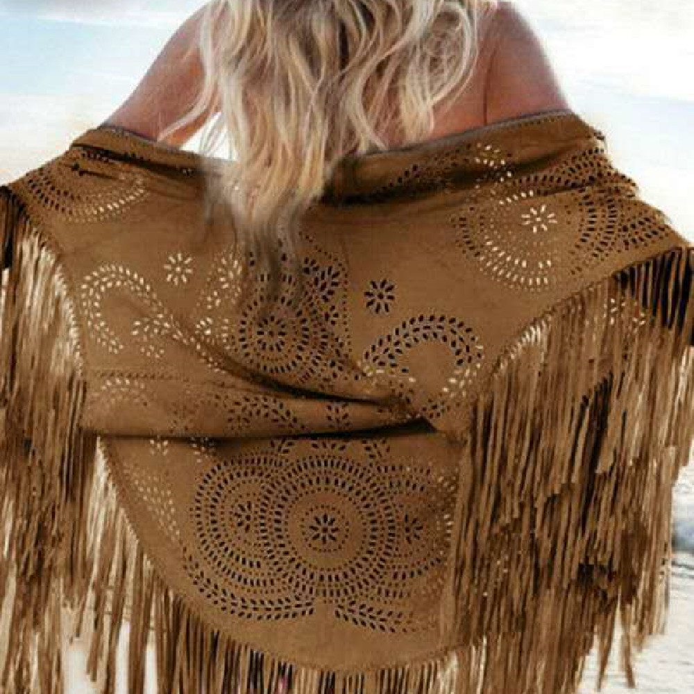 Summer New Women's Blouse Tassel Shawl Cloak