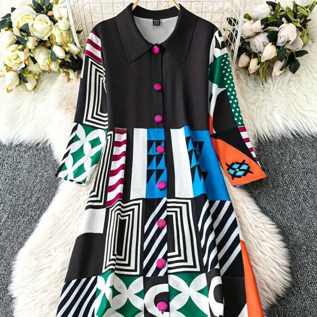 Women's Pleated Bohemian Shirt Dress Black - Shop at LoveMi