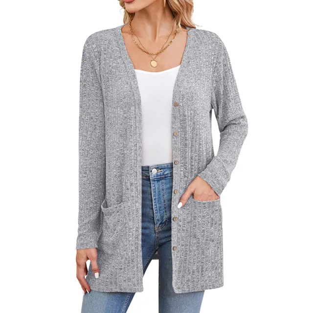 Fall Women's Clothing Sunken Stripe Solid Color Long Sleeve Women's Sweater Grey - Shop at LoveMi
