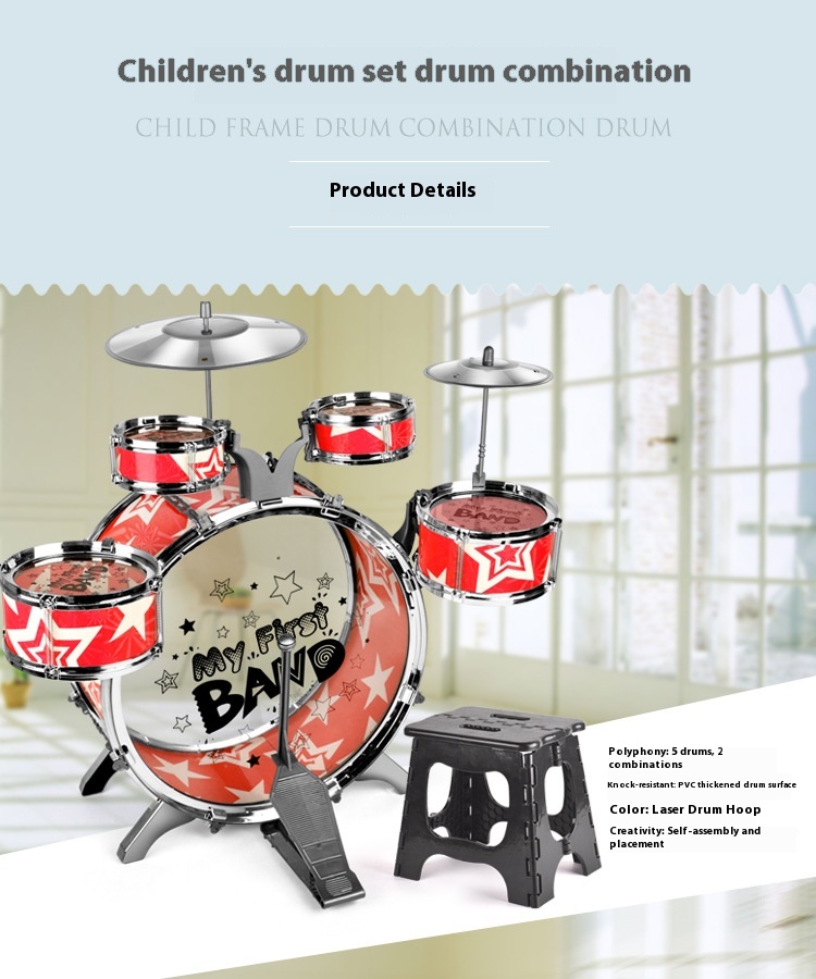 Batería de jazz para niños de 3 a 6 años / Children's Jazz Drum Kit 3-6 Years Old Toys 7