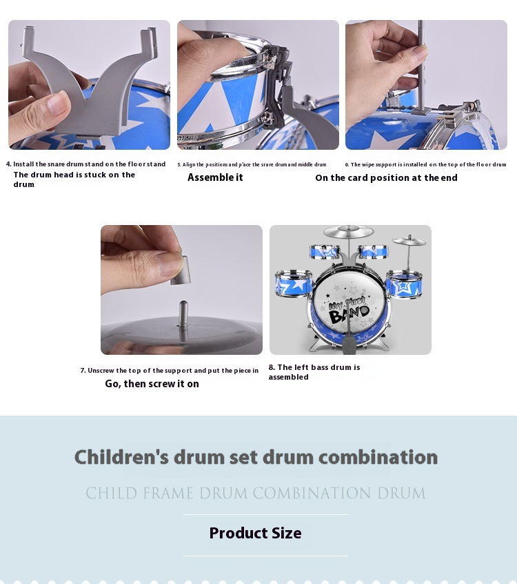 Batería de jazz para niños de 3 a 6 años / Children's Jazz Drum Kit 3-6 Years Old Toys 21