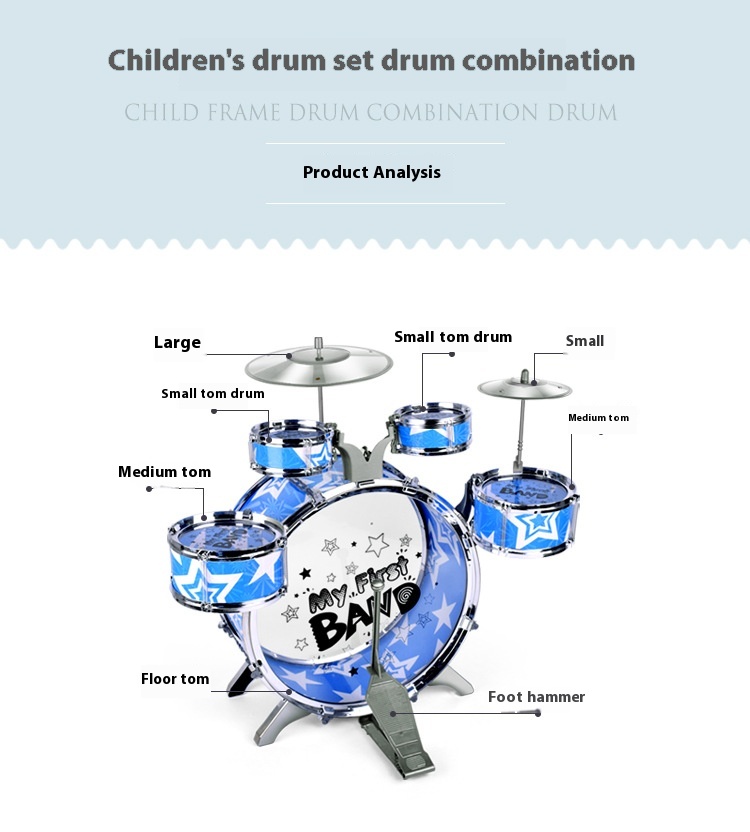 Batería de jazz para niños de 3 a 6 años / Children's Jazz Drum Kit 3-6 Years Old Toys 11
