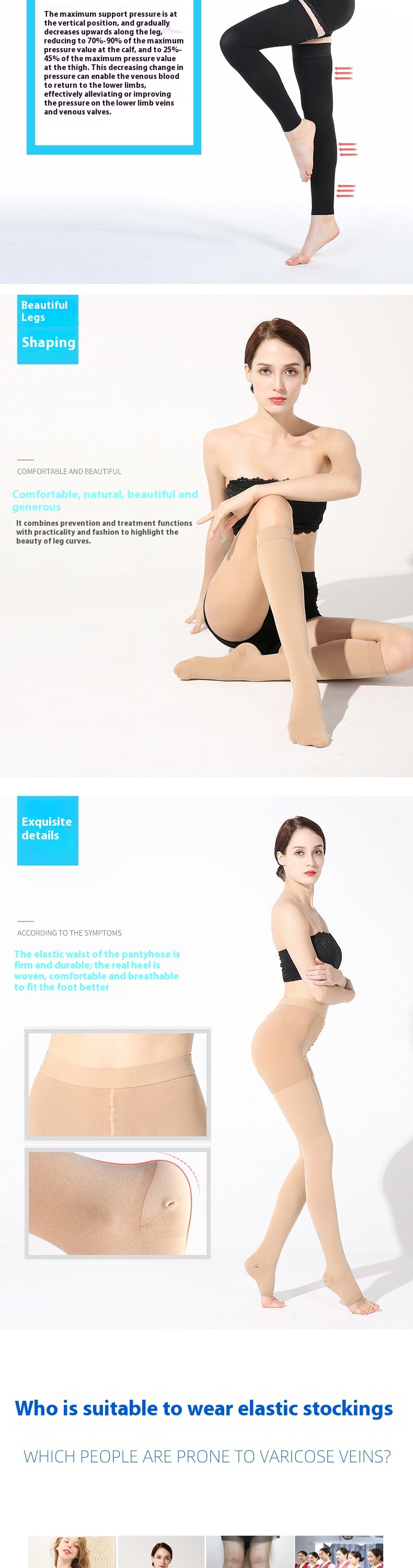 Long tube compression socks for women