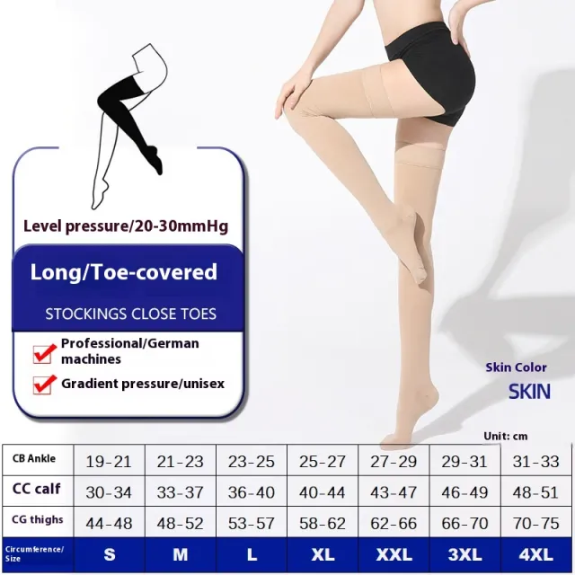 Long Tube Over The Knee Sports Compression Leg Warmer Stretch Socks Toe Covering Skin Color 3Xl - Shop at LoveMi