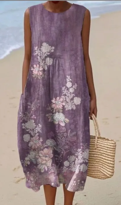 Summer New Sleeveless Printed Temperament Long Dress Dress Casual Style 1 - Shop at LoveMi