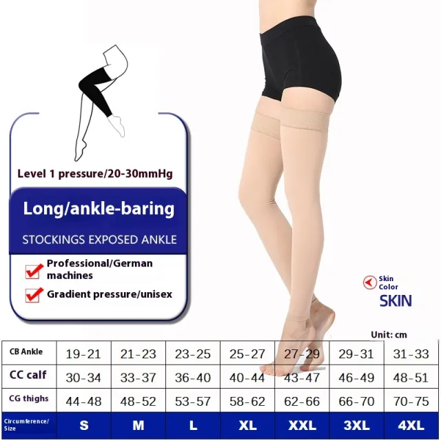 Long Tube Over The Knee Sports Compression Leg Warmer Stretch Socks Skin Color - Shop at LoveMi