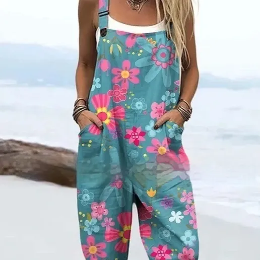 Women's Floral Element Print Fashion Casual Women's Jumpsuit - Style 4