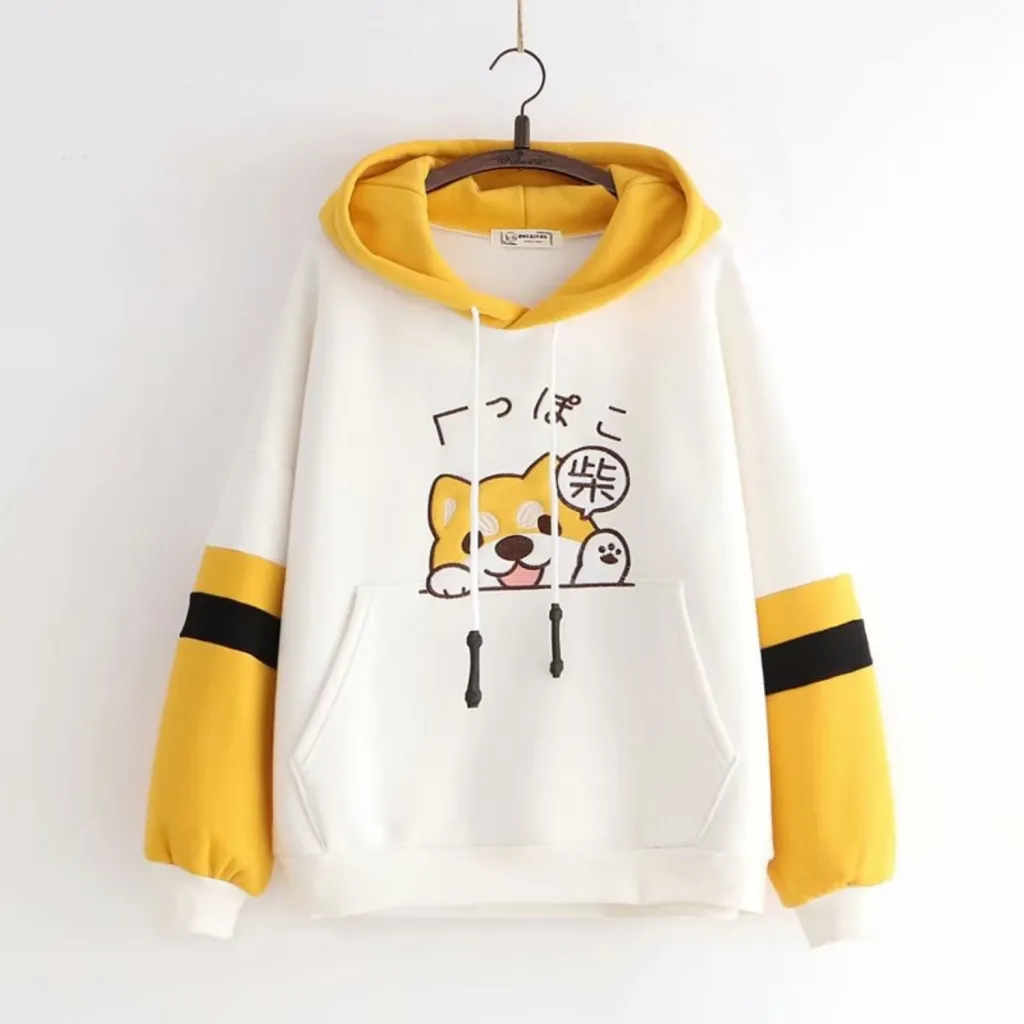 Forest Women's Autumn And Winter Clothing With Fleece Hoodie For Women - White Shiba Inu With Velvet