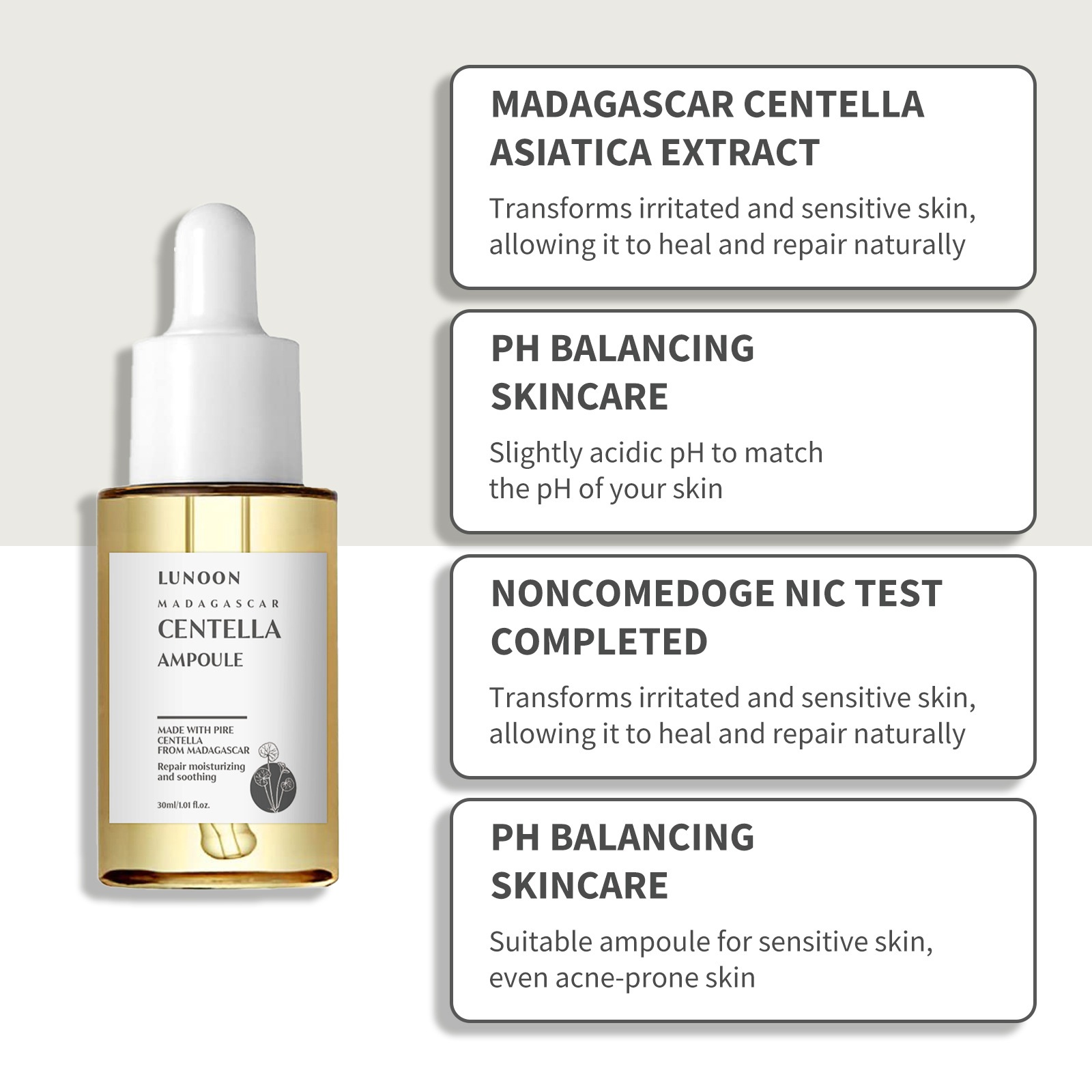 Sérum Facial Centella Asiatica – Minimiza Poros, Hidrata y Repara la Piel / Centella Asiatica Facial Shrink Pores Moisturizing Brightening Skin Repair Soothing 28