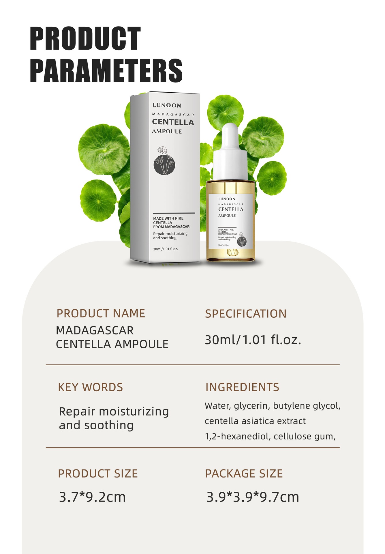 Sérum Facial Centella Asiatica – Minimiza Poros, Hidrata y Repara la Piel / Centella Asiatica Facial Shrink Pores Moisturizing Brightening Skin Repair Soothing 24