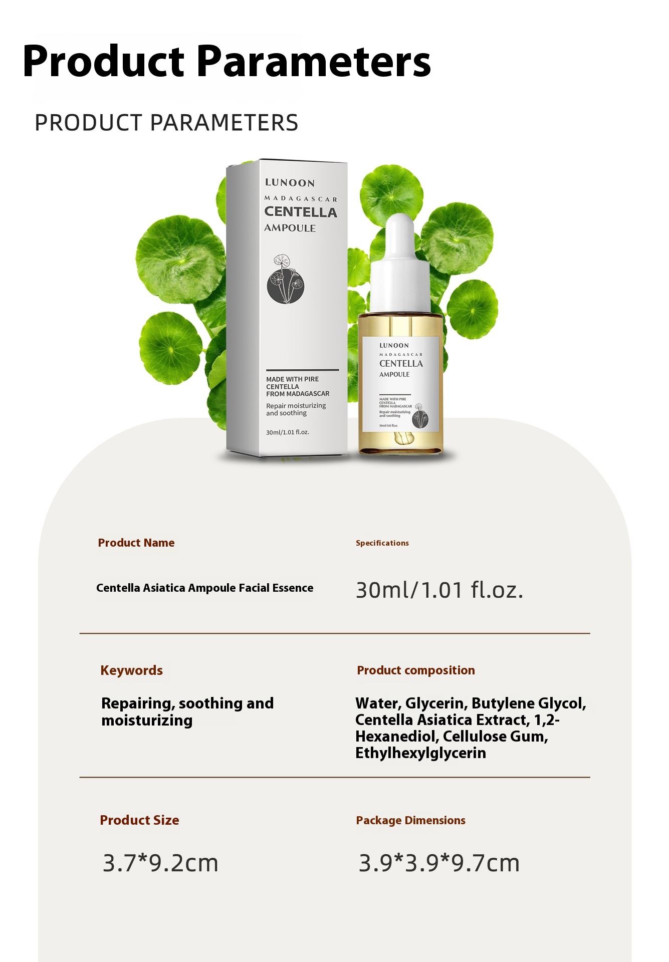 Sérum Facial Centella Asiatica – Minimiza Poros, Hidrata y Repara la Piel / Centella Asiatica Facial Shrink Pores Moisturizing Brightening Skin Repair Soothing 8