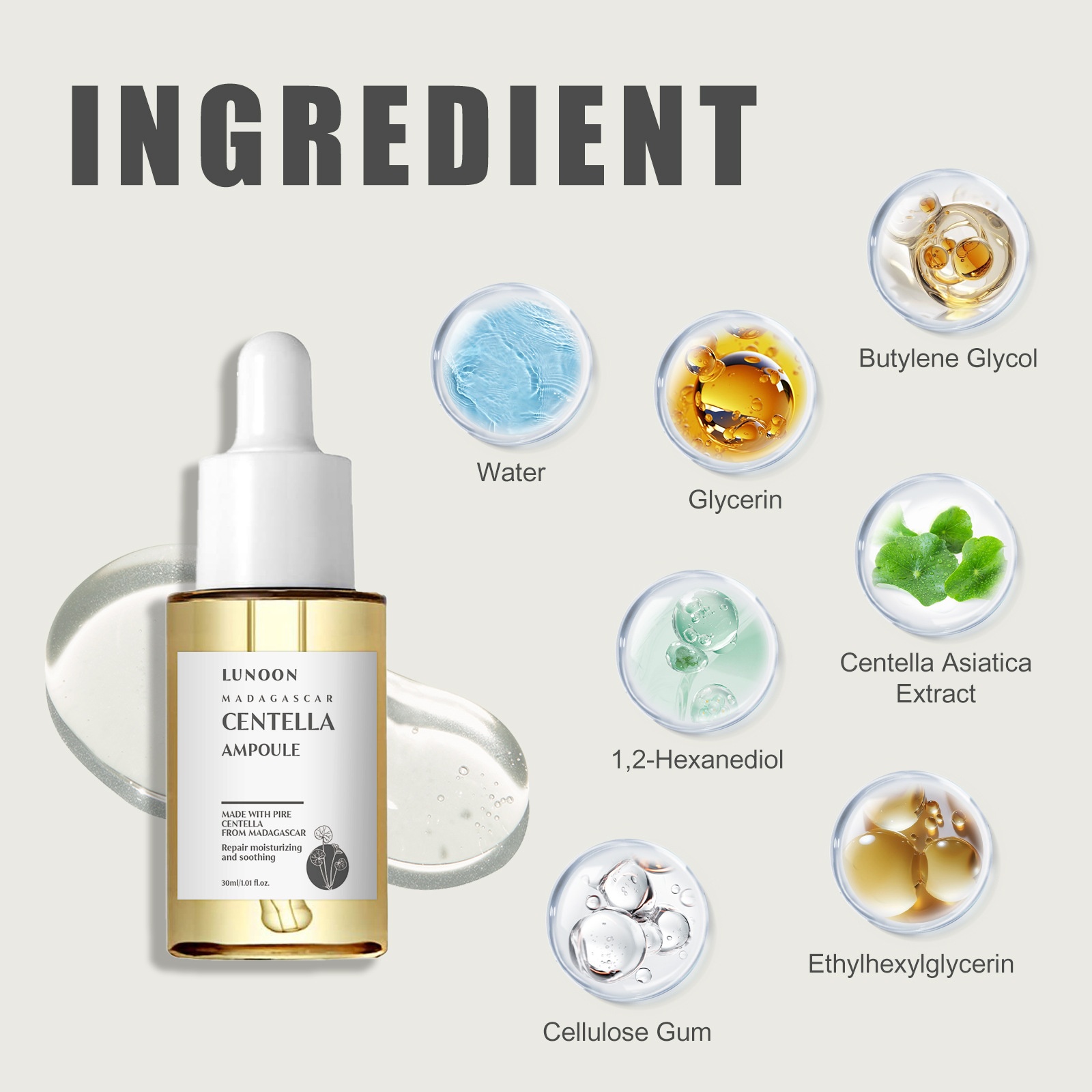 Sérum Facial Centella Asiatica – Minimiza Poros, Hidrata y Repara la Piel / Centella Asiatica Facial Shrink Pores Moisturizing Brightening Skin Repair Soothing 26