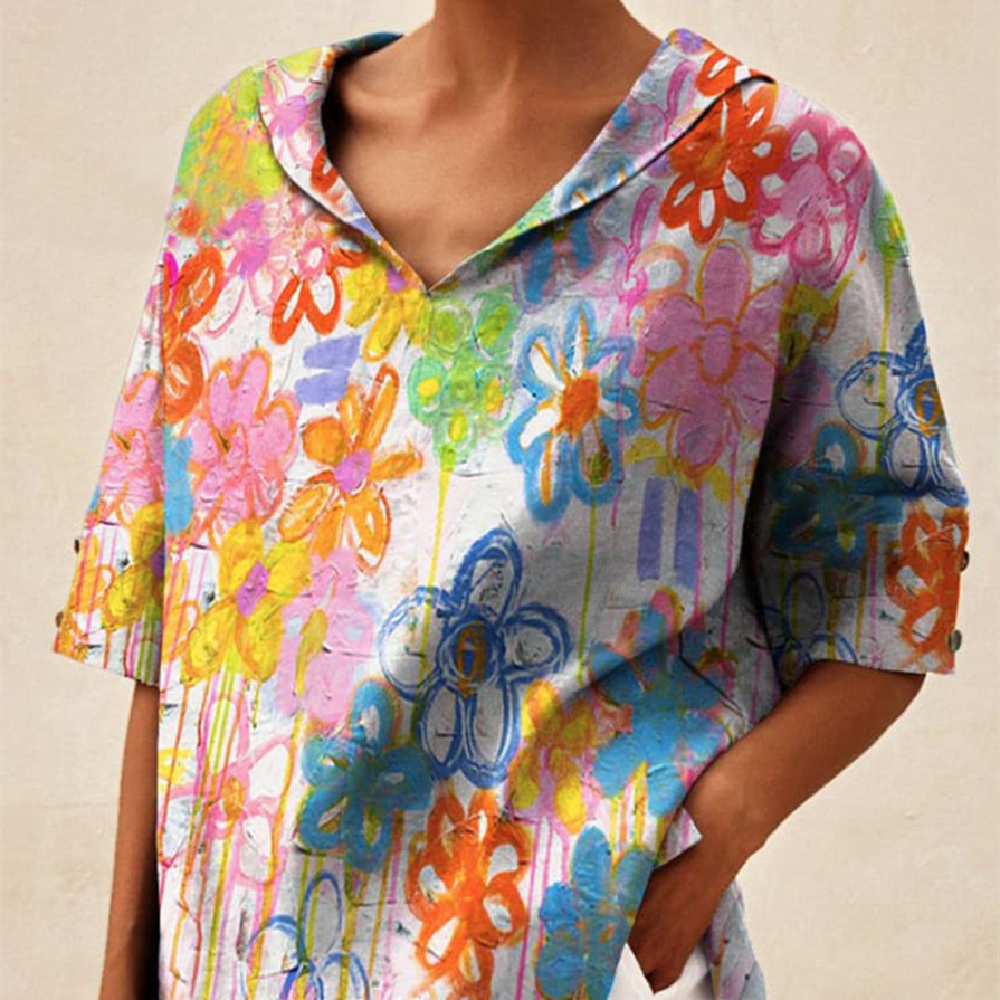 Women's Cotton And Linen Relaxed-fit Hoodie Top T-shirt