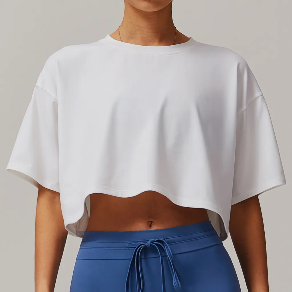 Brushed Sports Short-sleeved Top Comfortable Round Neck - Swan White