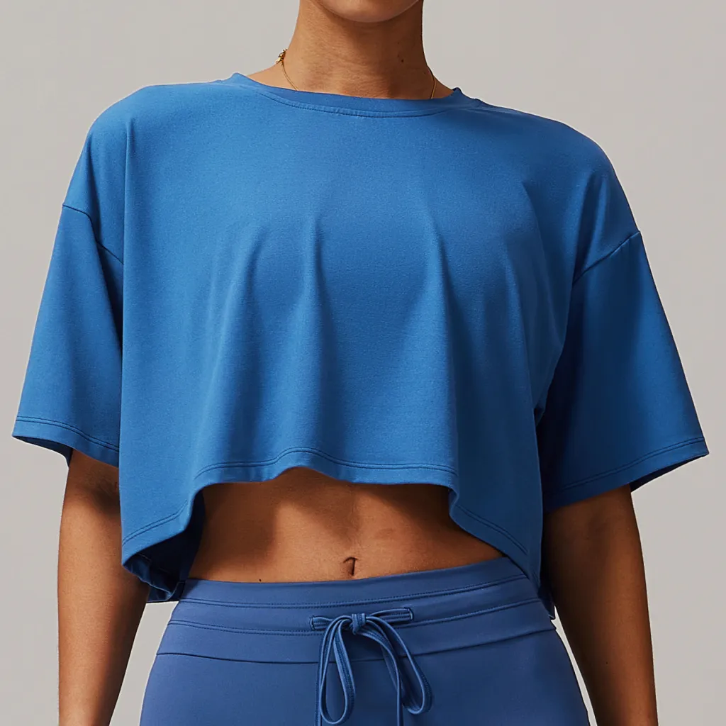 Brushed Sports Short-sleeved Top Comfortable Round Neck - Night Sky Blue - View 1
