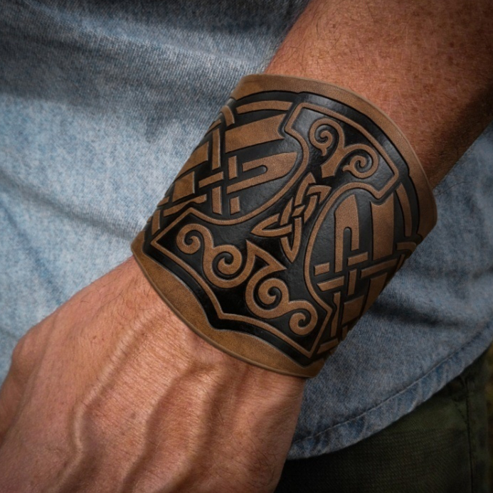 Leather Bracelet Embossed Wristband Medieval Renaissance COS Accessories