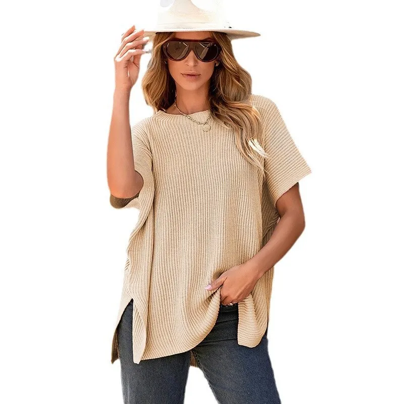 Casual Loose Shoulder Short Sleeved Top - Lc277051 Apricot Yellow
