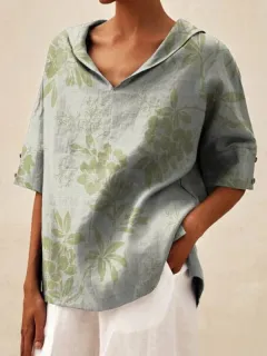 Women's Solid Colour Cotton And Linen Loose Shirt - Style3-Xxl - View 1