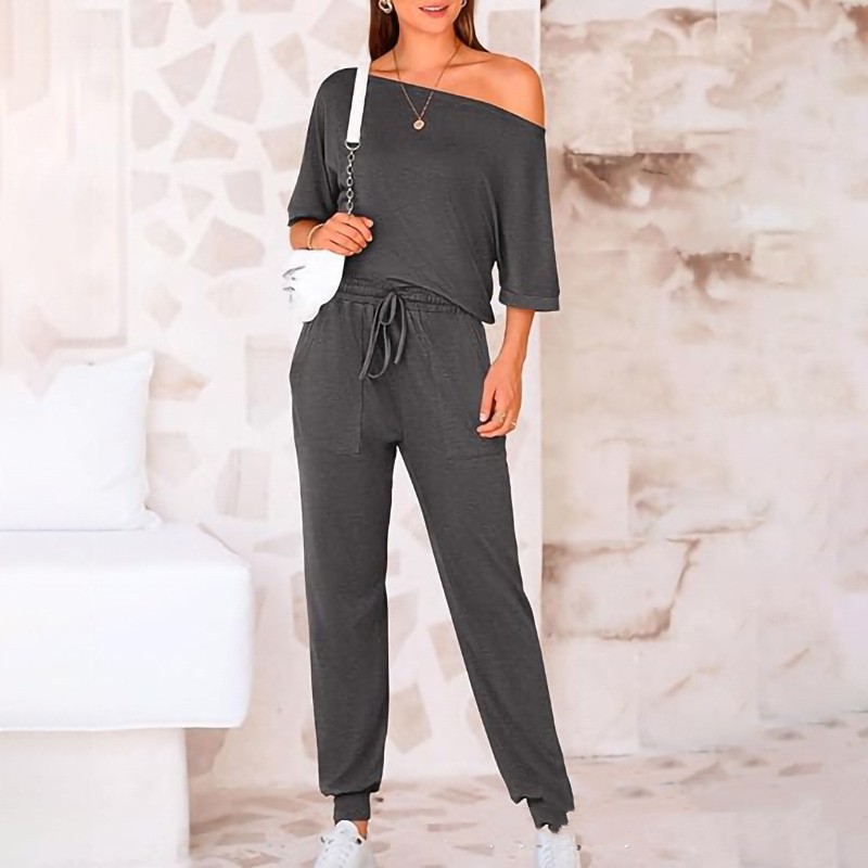 Oblique Shoulder Five-point Pants Solid Color Trousers Suit