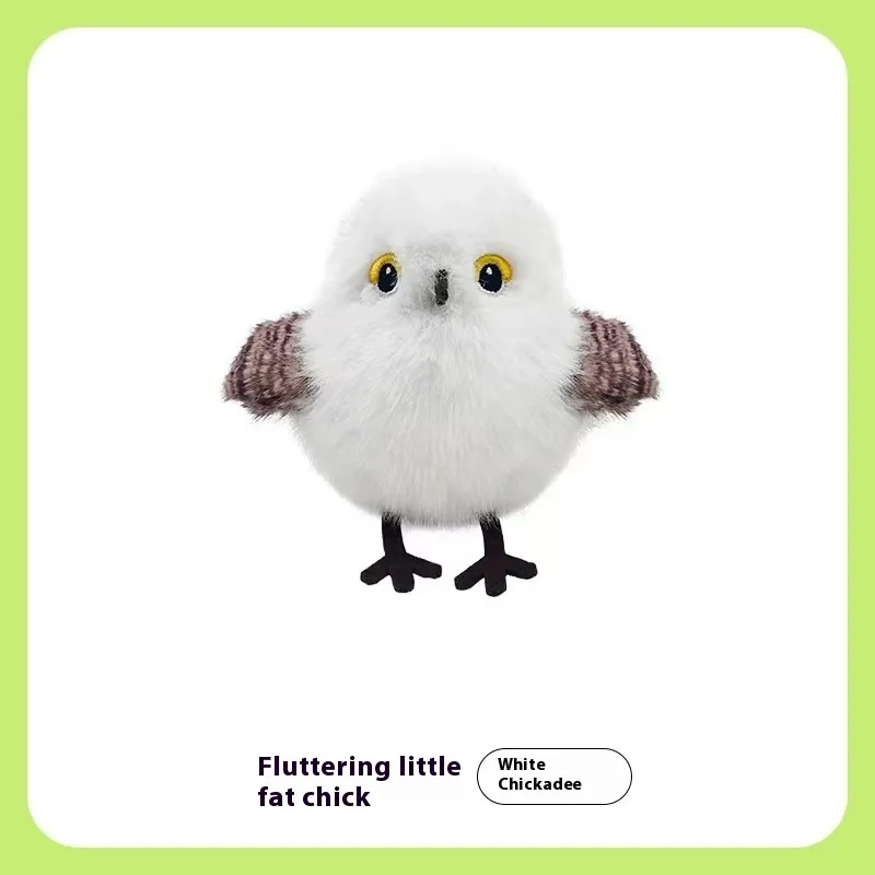 Gravity Flutter Small Fat Cat Self-Hi Relieving Stuffy Toy Simulation Bird - White Titmouse