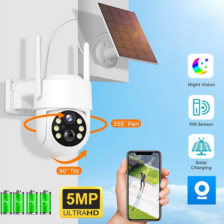 Solar WiFi camera for mobile phone remote monitoring