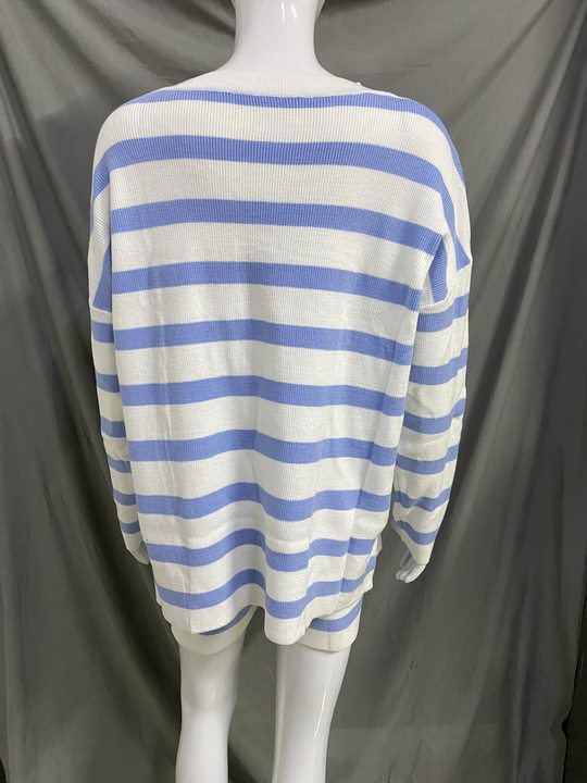 2-piece Striped Long Sleeved Sweater Set