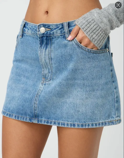 Casual Stretch Washed Denim Short Skirt For Women Light Blue - Shop at LoveMi