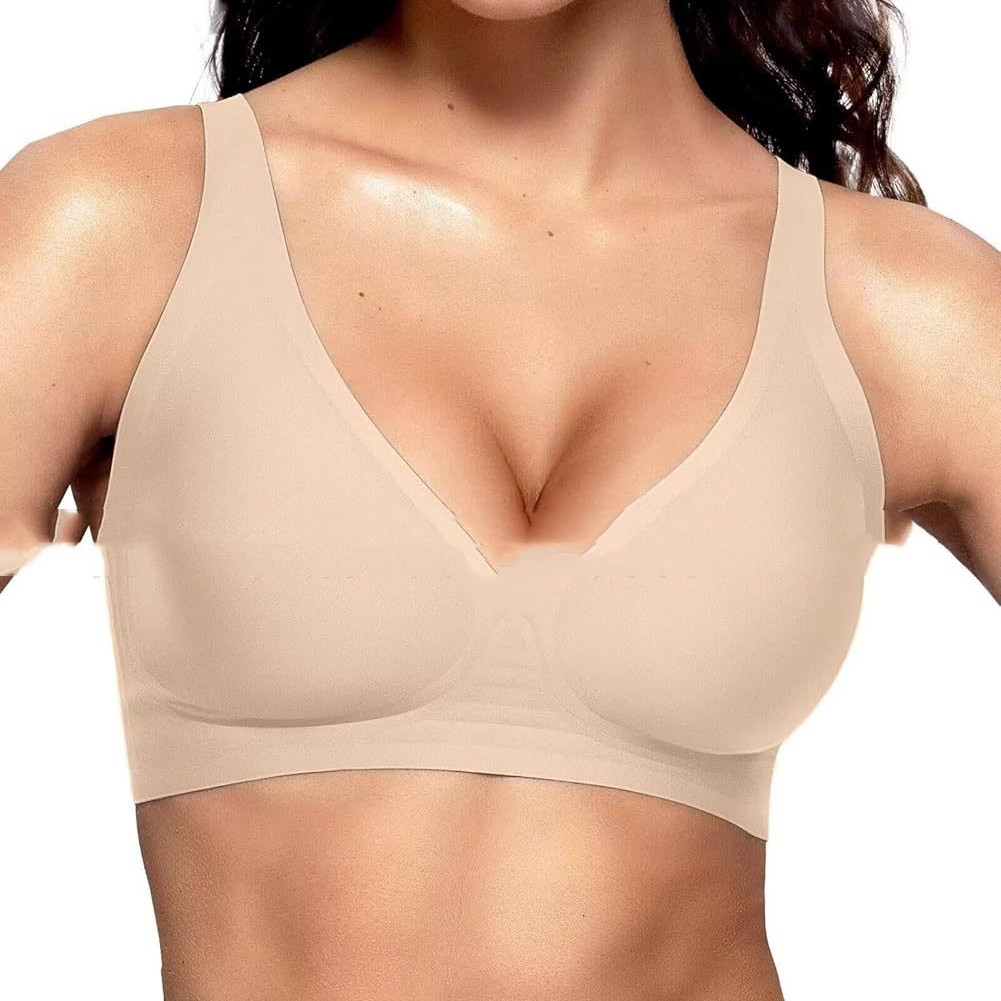 Vertvie Womens Wireless Seamless Bras Deep V No Underwire 3Xl Skin - Shop at LoveMi
