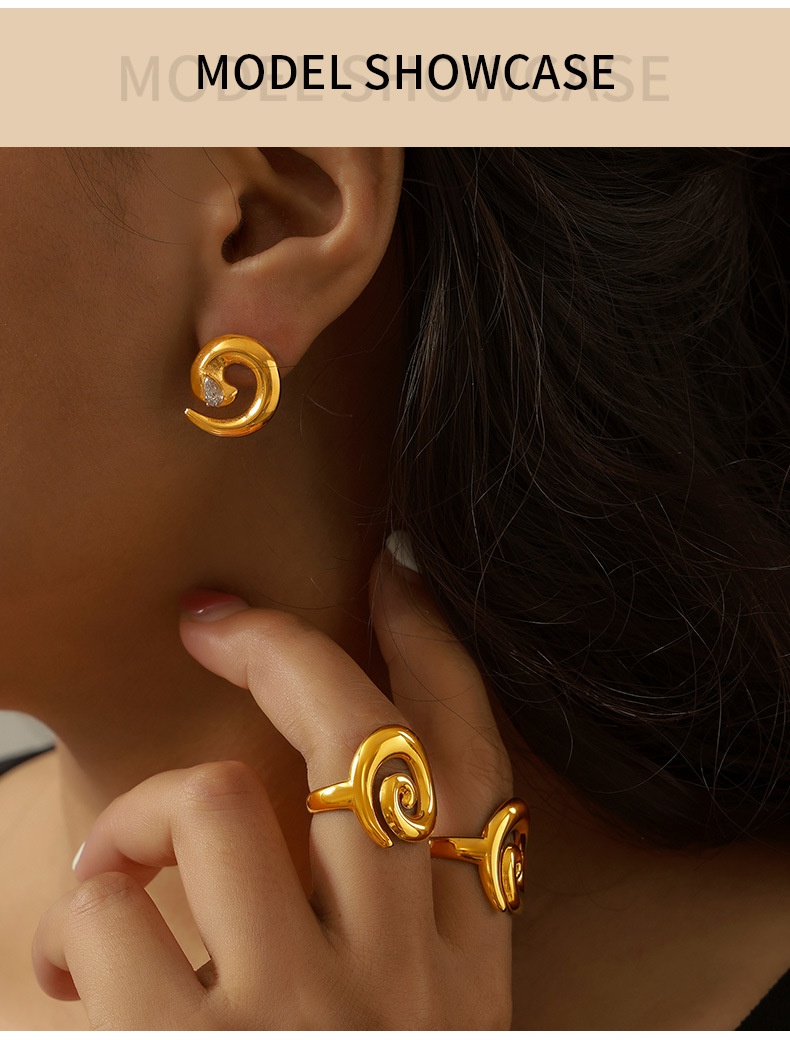 Niche Personality Spiral Twist Design Ring - Steel