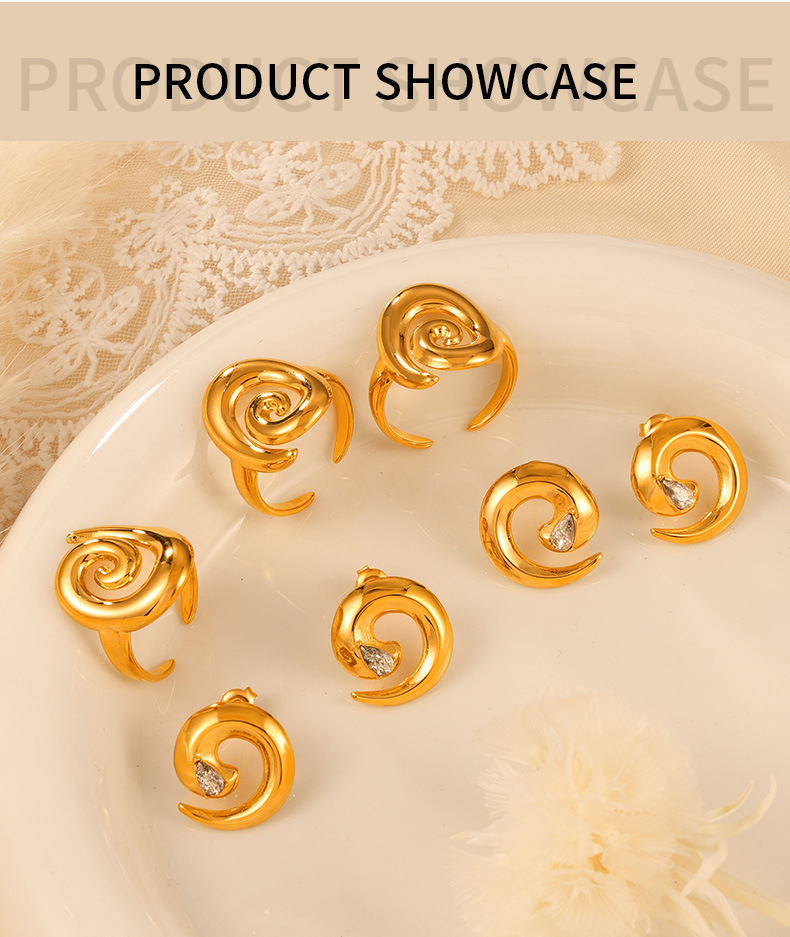 Niche Personality Spiral Twist Design Earrings - Gold